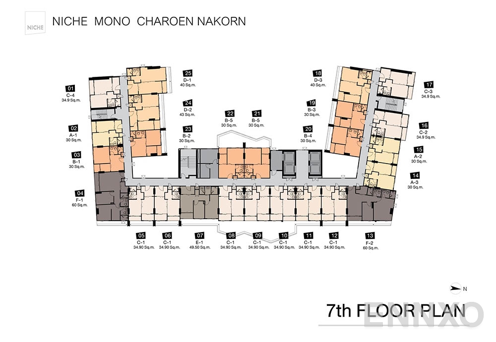 แปลนชั้น 7th Floor Plan ของโครงการ นิช โมโน เจริญนคร