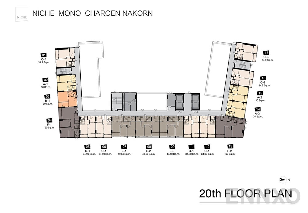แปลนชั้น 20th Floor Plan ของโครงการ นิช โมโน เจริญนคร