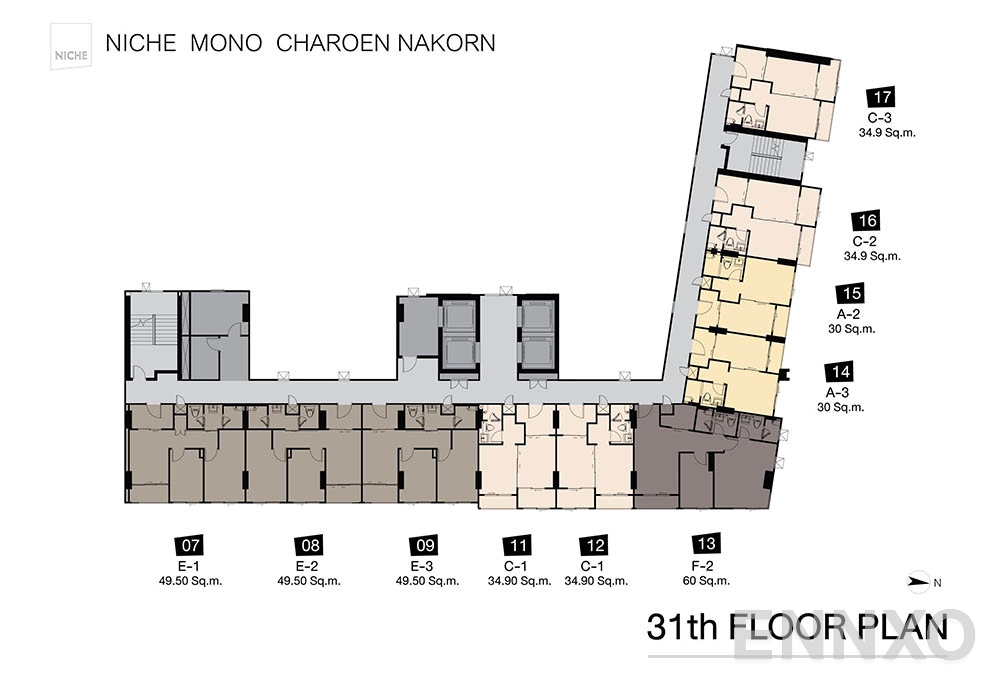 แปลนชั้น 31th Floor Plan ของโครงการ นิช โมโน เจริญนคร