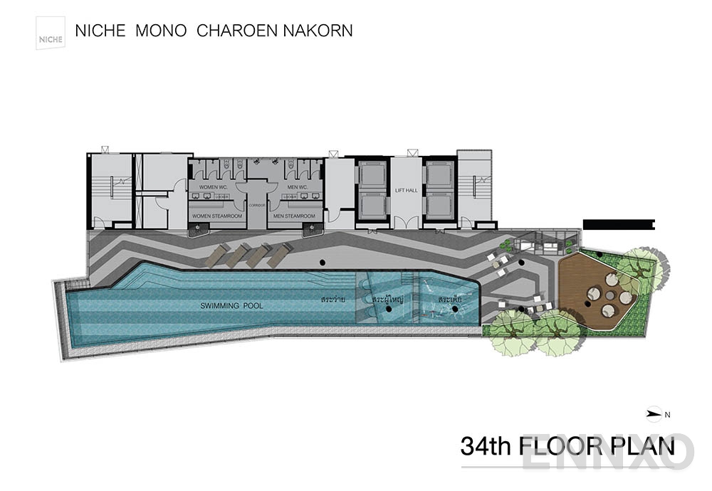 แปลนชั้น 34th Floor Plan ของโครงการ นิช โมโน เจริญนคร