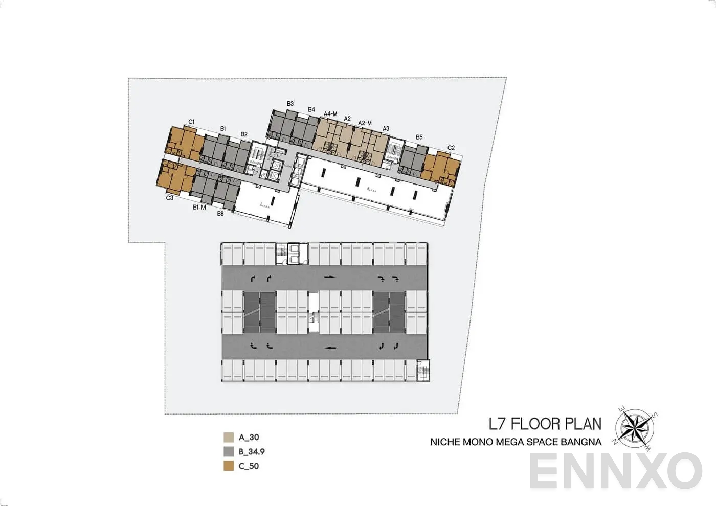 แปลนชั้น 7th Floor ของโครงการ นิช โมโน เมกะ สเปซ บางนา