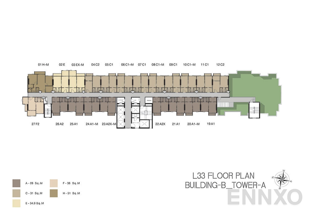 แปลนชั้น Building B Tower A (33th Floor) ของโครงการ Niche Mono Ramkhamhaeng