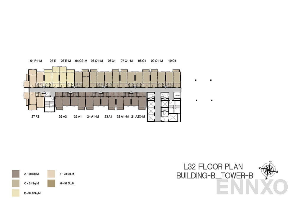 แปลนชั้น Building B Tower B (32th Floor) ของโครงการ Niche Mono Ramkhamhaeng