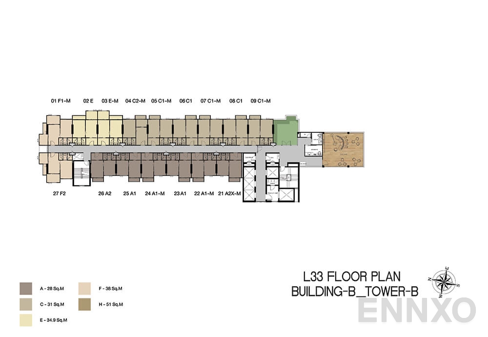 แปลนชั้น Building B Tower B (33th Floor) ของโครงการ Niche Mono Ramkhamhaeng