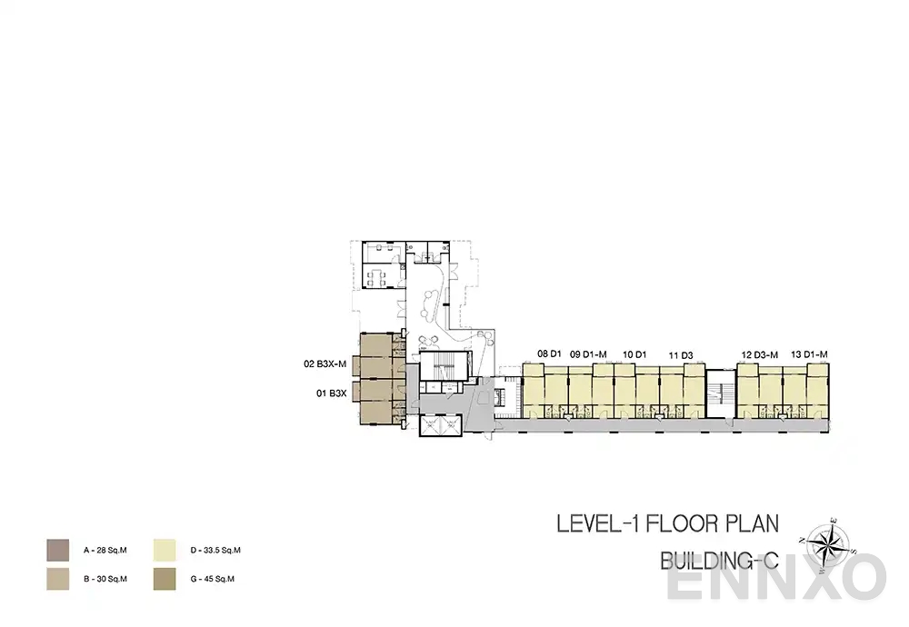 แปลนชั้น Building C (1st Floor) ของโครงการ Niche Mono Ramkhamhaeng
