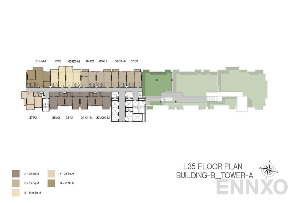 แปลนชั้น Building B Tower A (35th Floor) ของโครงการ Niche Mono Ramkhamhaeng