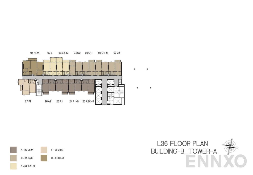 แปลนชั้น Building B Tower A (36th Floor) ของโครงการ Niche Mono Ramkhamhaeng
