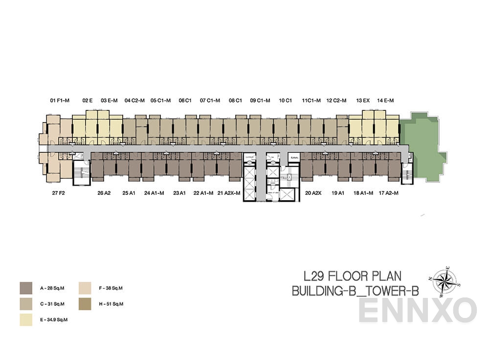 แปลนชั้น Building B Tower B (29th Floor) ของโครงการ Niche Mono Ramkhamhaeng