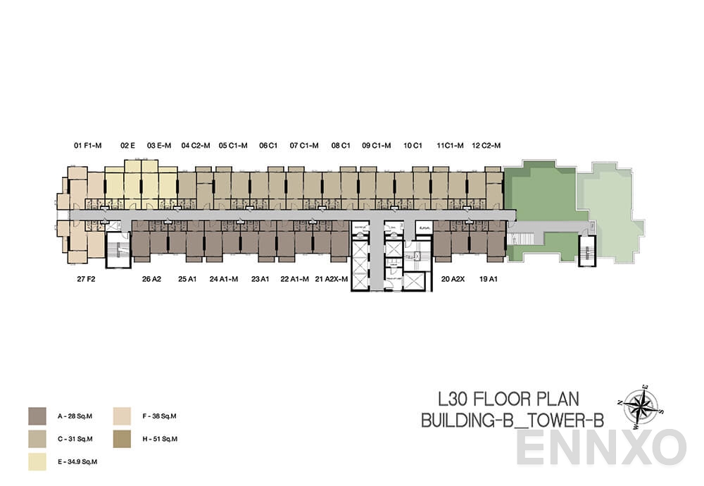 แปลนชั้น Building B Tower B (30th Floor) ของโครงการ Niche Mono Ramkhamhaeng