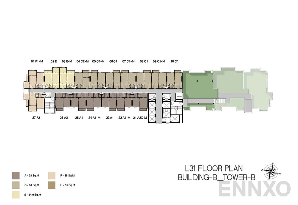 แปลนชั้น Building B Tower B (31th Floor) ของโครงการ Niche Mono Ramkhamhaeng