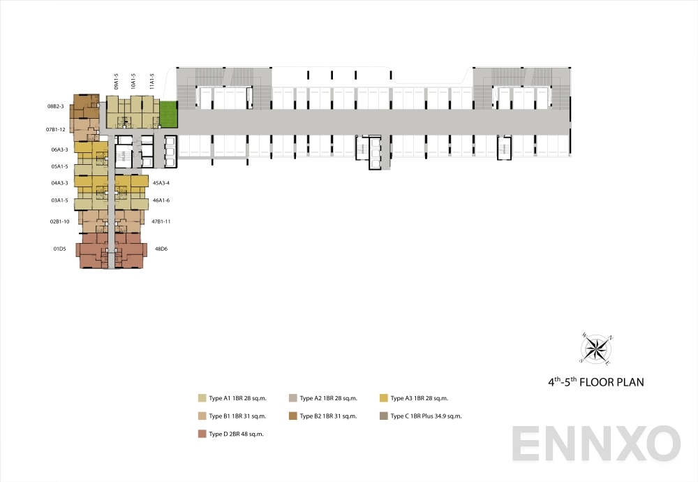 แปลนชั้น ชั้น 4-5 ของโครงการ Niche Mono Sukhumvit - Bearing