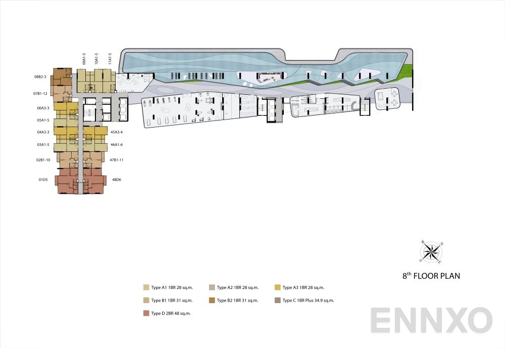 แปลนชั้น ชั้น 8 ของโครงการ Niche Mono Sukhumvit - Bearing
