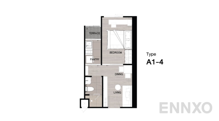รูปแปลนห้อง Type A1-4 ของโครงการ Niche Mono Sukhumvit - Bearing