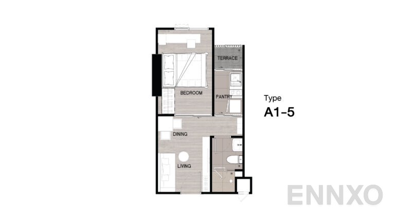 รูปแปลนห้อง Type A1-5 ของโครงการ Niche Mono Sukhumvit - Bearing