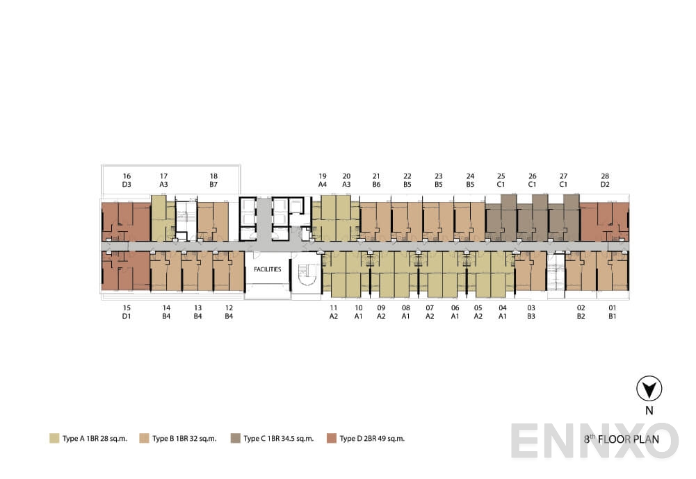 แปลนชั้น ชั้น 8 ของโครงการ Niche Pride Taopoon - Interchange