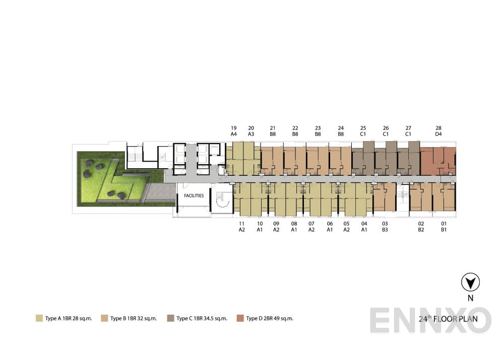 แปลนชั้น ชั้น 24 ของโครงการ Niche Pride Taopoon - Interchange