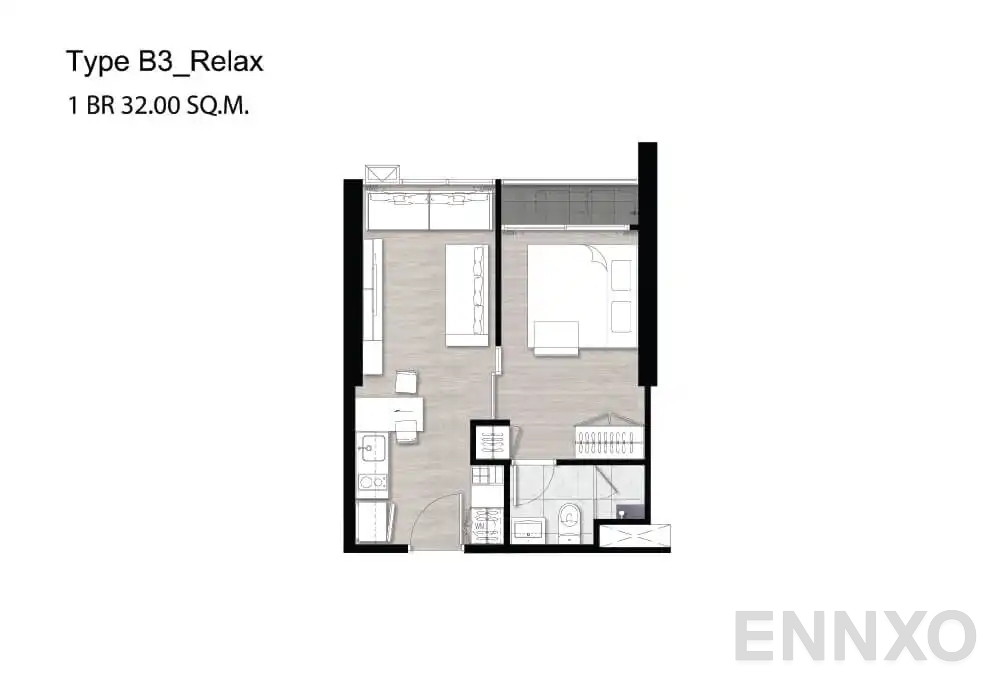 รูปแปลนห้อง B3 Relax ของโครงการ Niche Pride Taopoon - Interchange