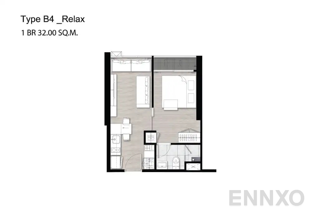 รูปแปลนห้อง B4 Relax ของโครงการ Niche Pride Taopoon - Interchange