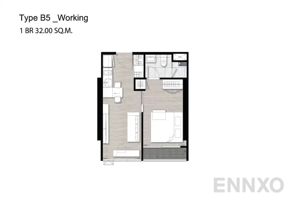 รูปแปลนห้อง B5 Working ของโครงการ Niche Pride Taopoon - Interchange
