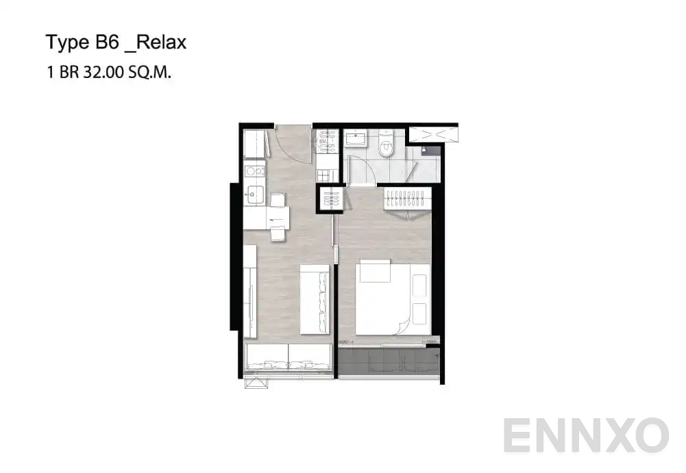รูปแปลนห้อง B6 Relax ของโครงการ Niche Pride Taopoon - Interchange