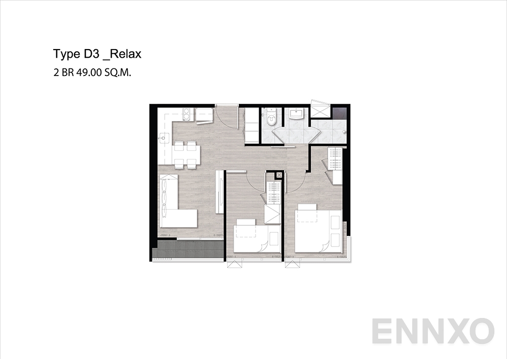 รูปแปลนห้อง D3 Relax ของโครงการ Niche Pride Taopoon - Interchange