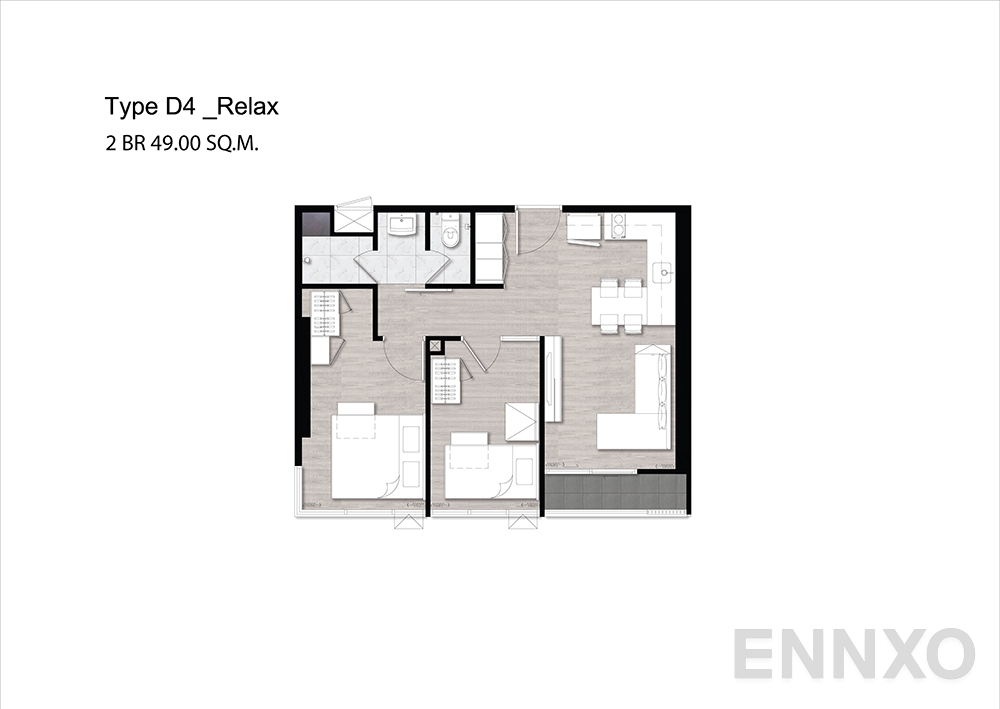 รูปแปลนห้อง D4 Relax ของโครงการ Niche Pride Taopoon - Interchange