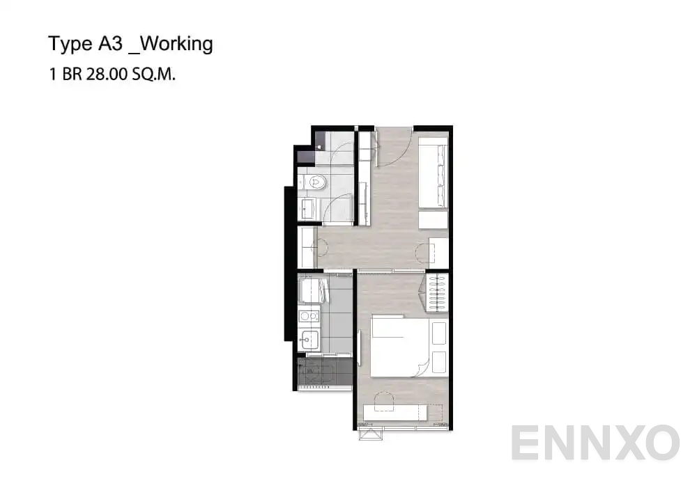 รูปแปลนห้อง A3 Working ของโครงการ Niche Pride Taopoon - Interchange