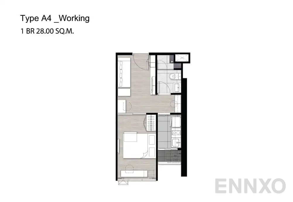 รูปแปลนห้อง A4 Working ของโครงการ Niche Pride Taopoon - Interchange