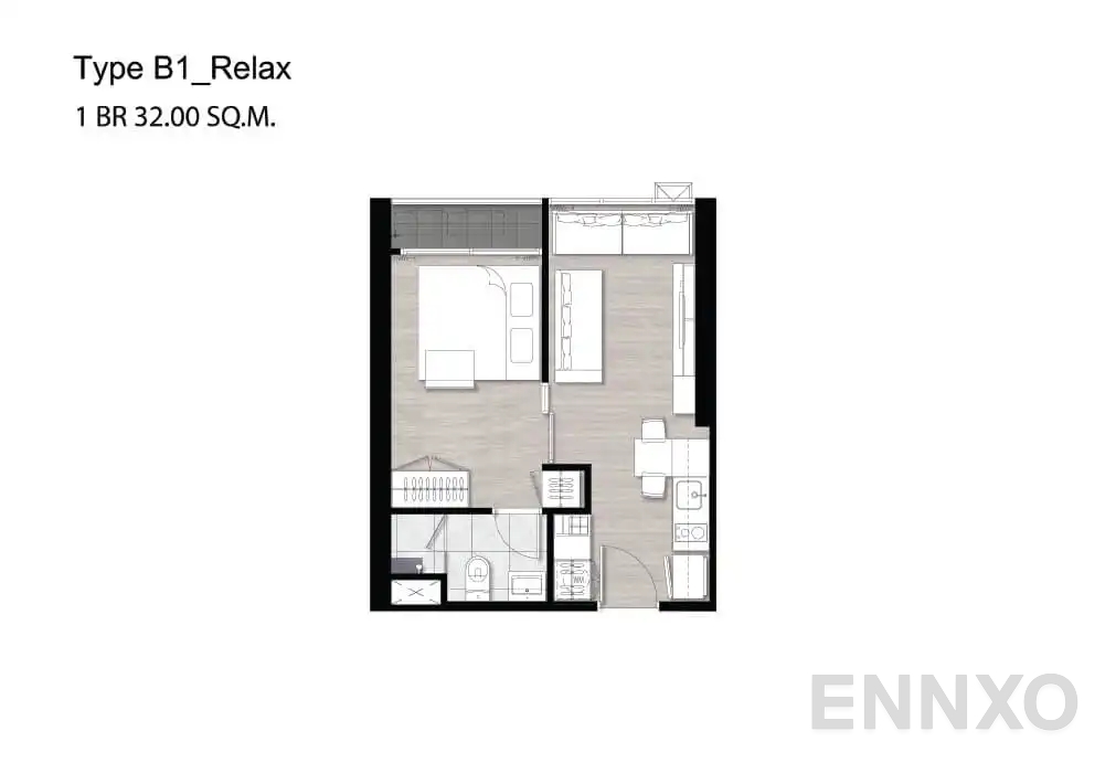 รูปแปลนห้อง B1 Relax ของโครงการ Niche Pride Taopoon - Interchange