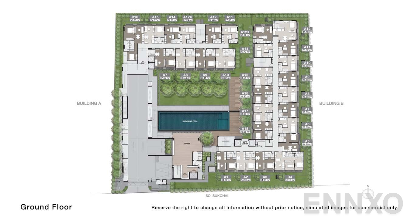 แปลนชั้น Ground Floor ของโครงการ Noble Ambience Sukhumvit 42
