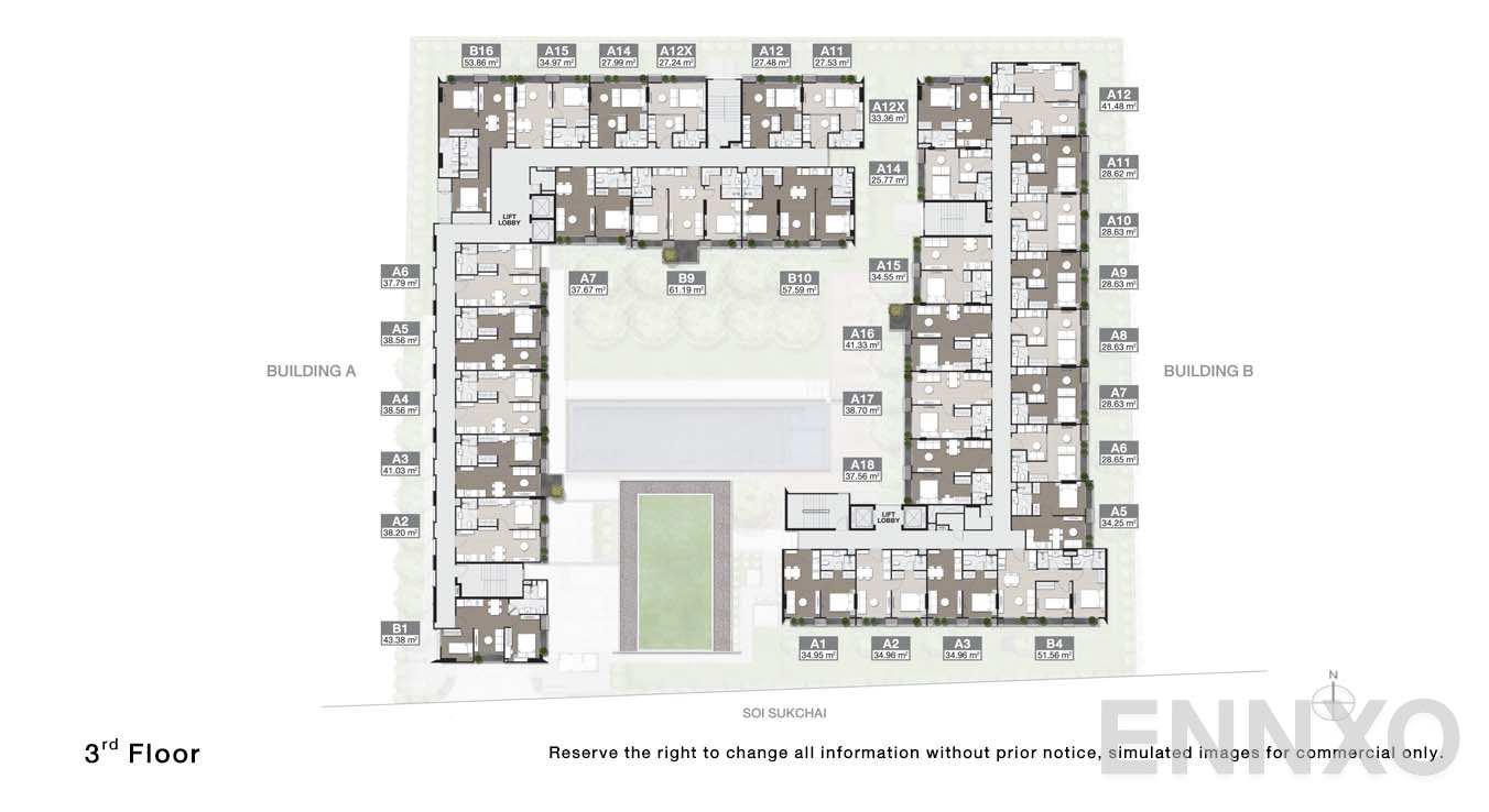 แปลนชั้น 3 Floor ของโครงการ Noble Ambience Sukhumvit 42