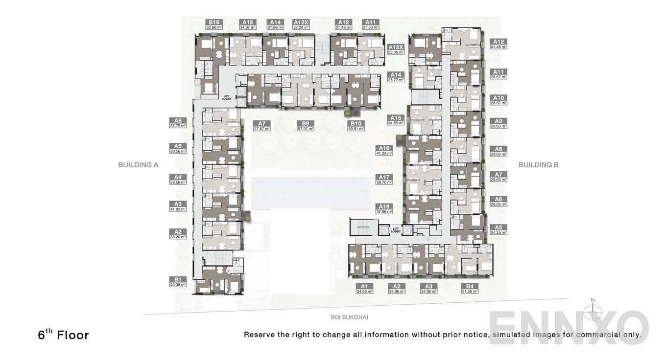 แปลนชั้น 6 Floor ของโครงการ Noble Ambience Sukhumvit 42
