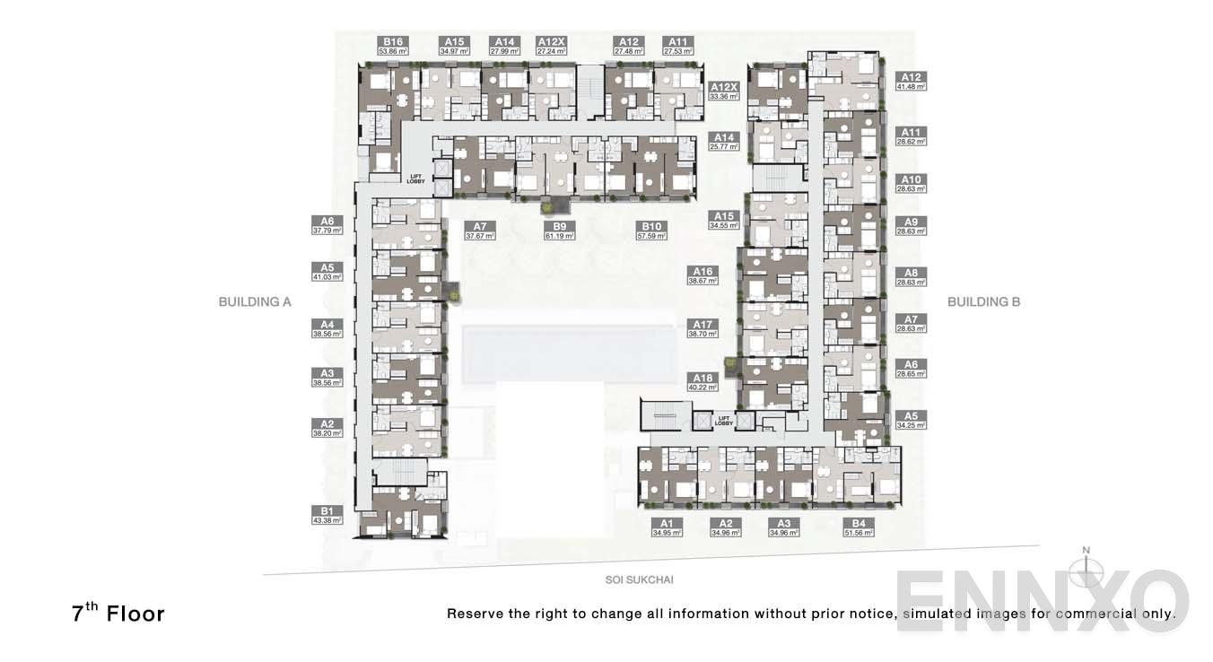 แปลนชั้น 7 Floor ของโครงการ Noble Ambience Sukhumvit 42