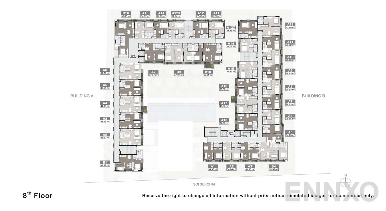 แปลนชั้น 8 Floor ของโครงการ Noble Ambience Sukhumvit 42