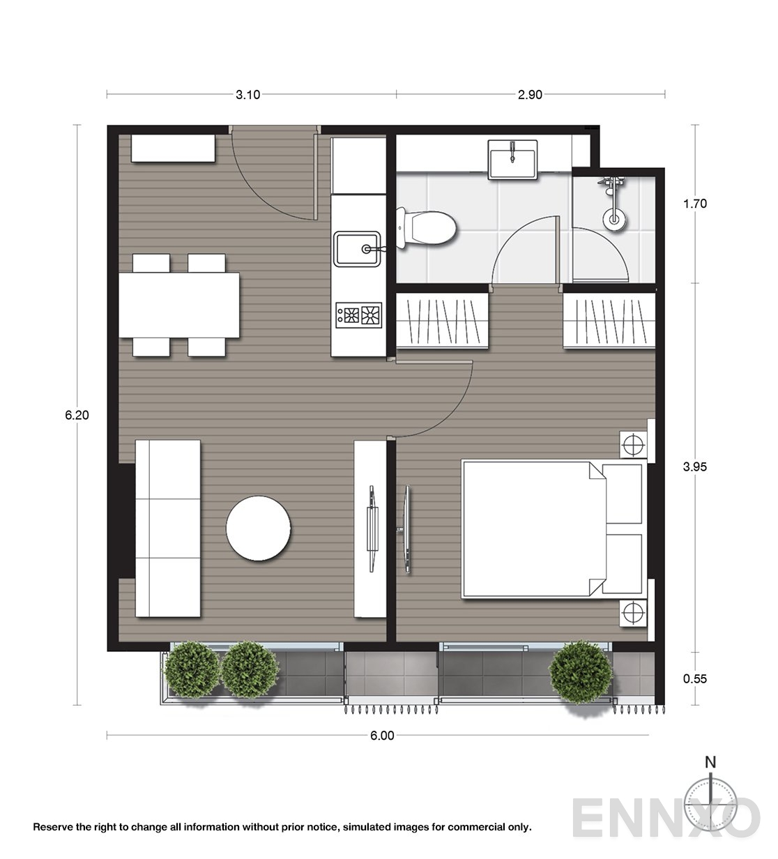 รูปแปลนห้อง A1 ของโครงการ Noble Ambience Sukhumvit 42