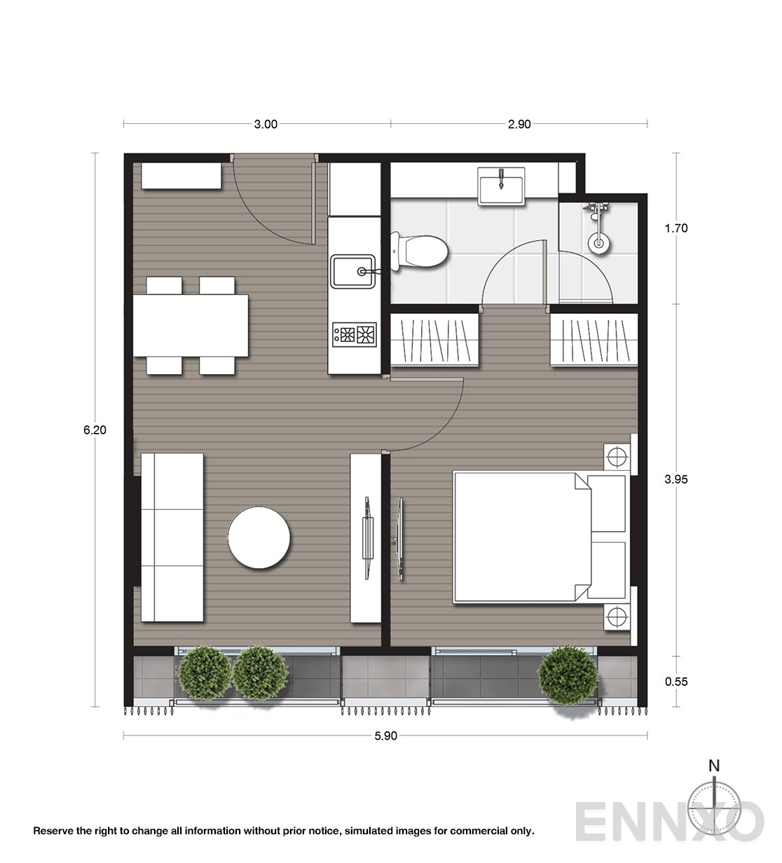 รูปแปลนห้อง A2 ของโครงการ Noble Ambience Sukhumvit 42