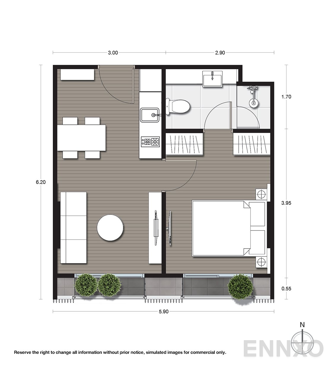 รูปแปลนห้อง A3 ของโครงการ Noble Ambience Sukhumvit 42