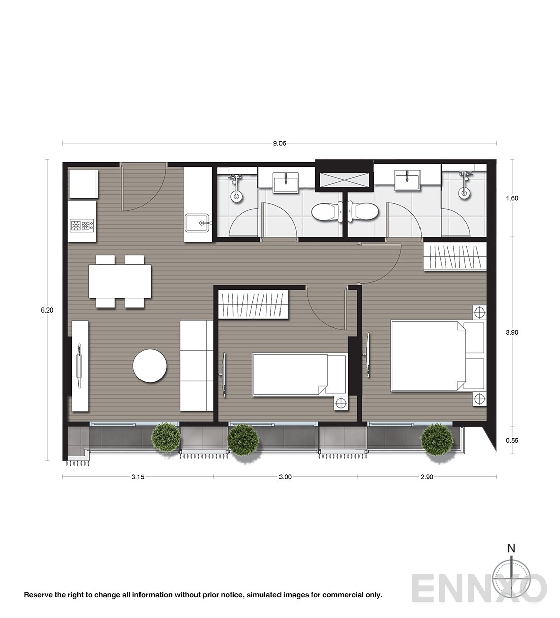 รูปแปลนห้อง B4 ของโครงการ Noble Ambience Sukhumvit 42