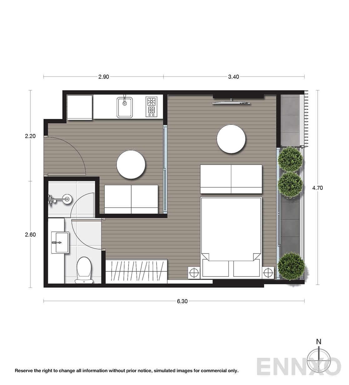 รูปแปลนห้อง A6 ของโครงการ Noble Ambience Sukhumvit 42