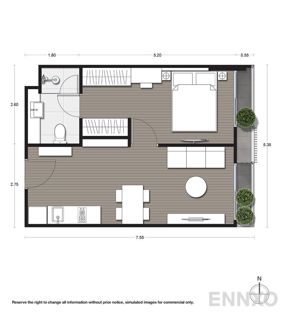 รูปแปลนห้อง A02 ของโครงการ Noble Ambience Sukhumvit 42