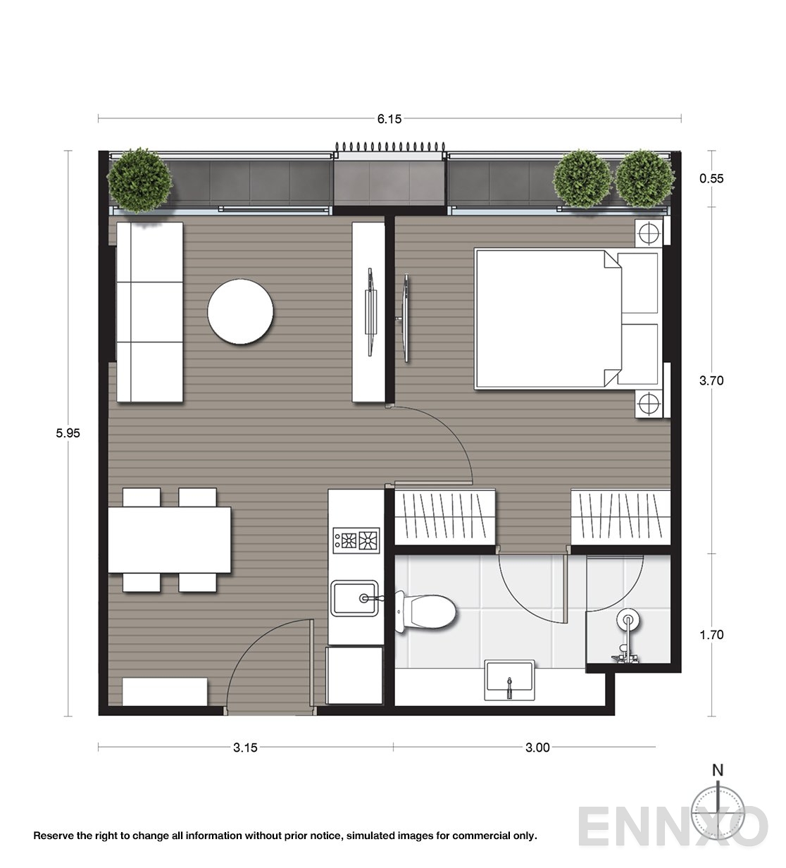 รูปแปลนห้อง A15 ของโครงการ Noble Ambience Sukhumvit 42