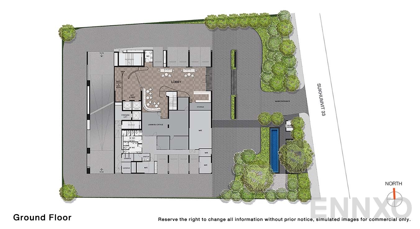 แปลนชั้น Ground Floor ของโครงการ โนเบิล อราวน์ เทอร์ตี้ทรี