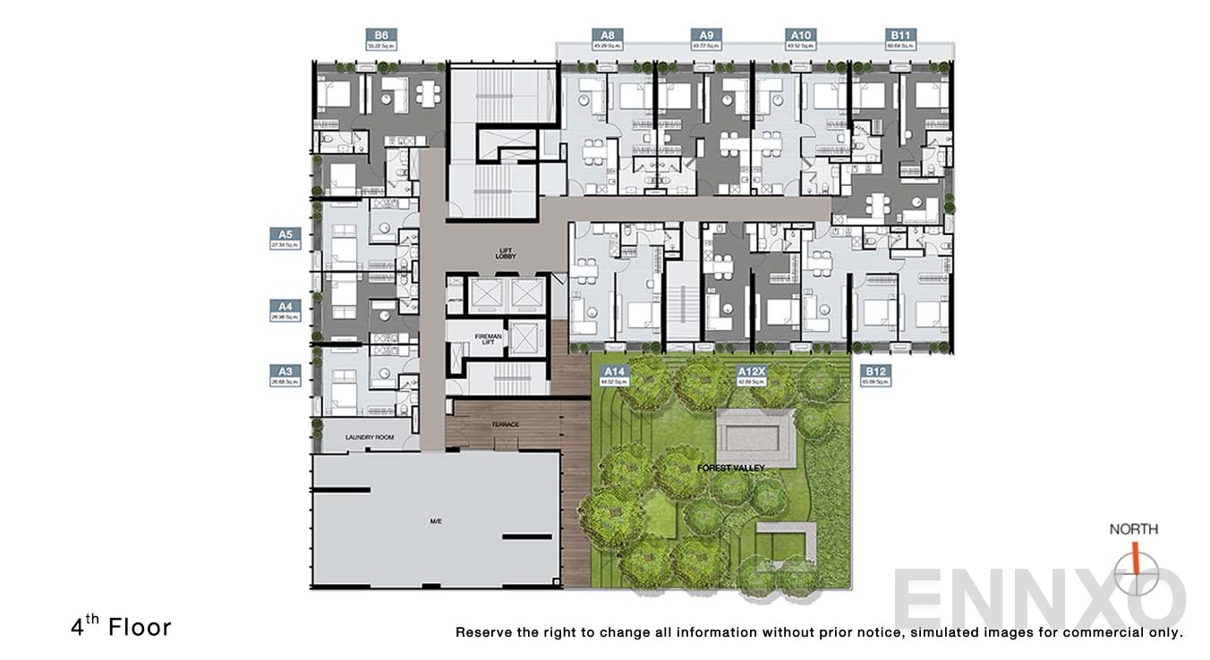 แปลนชั้น 4 Floor ของโครงการ โนเบิล อราวน์ เทอร์ตี้ทรี