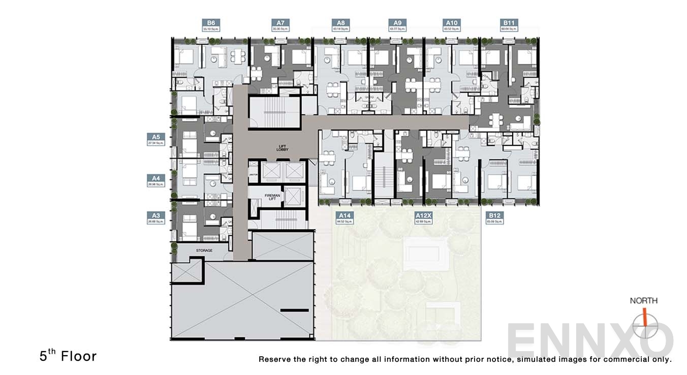 แปลนชั้น 5 Floor ของโครงการ โนเบิล อราวน์ เทอร์ตี้ทรี