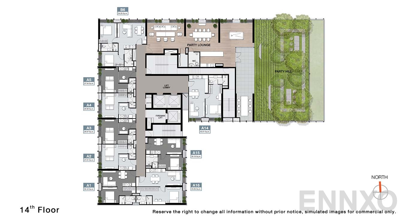 แปลนชั้น 14 Floor ของโครงการ โนเบิล อราวน์ เทอร์ตี้ทรี