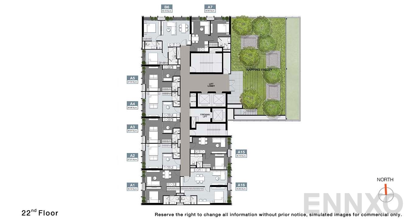 แปลนชั้น 22 Floor ของโครงการ โนเบิล อราวน์ เทอร์ตี้ทรี