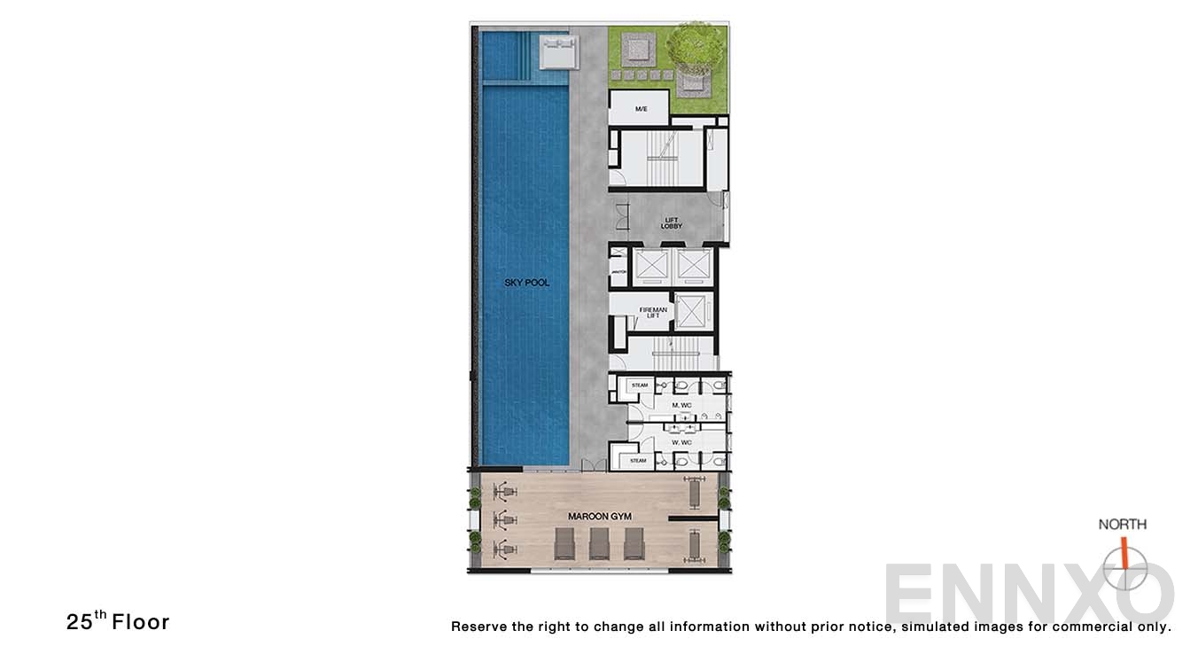 แปลนชั้น 25 Floor ของโครงการ โนเบิล อราวน์ เทอร์ตี้ทรี