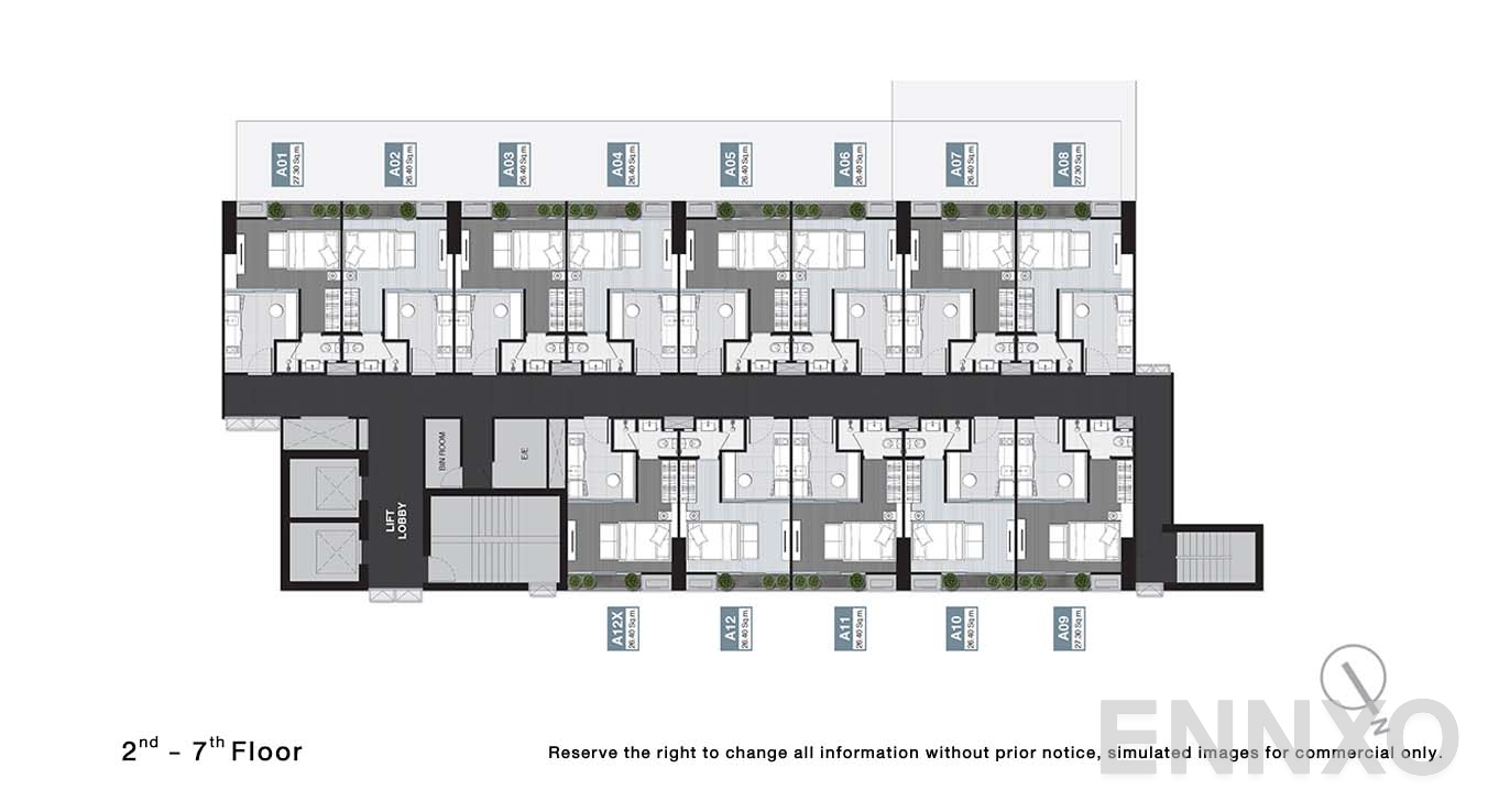 แปลนชั้น 2 - 7 Floor ของโครงการ Noble Around Ari
