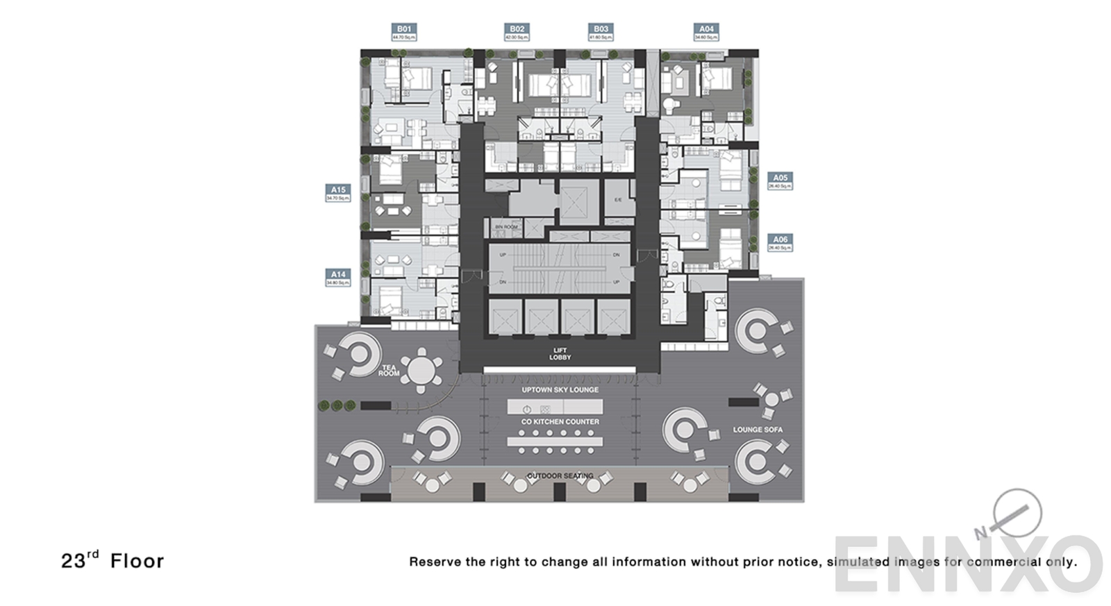 แปลนชั้น 23 Floor ของโครงการ Noble Around Ari