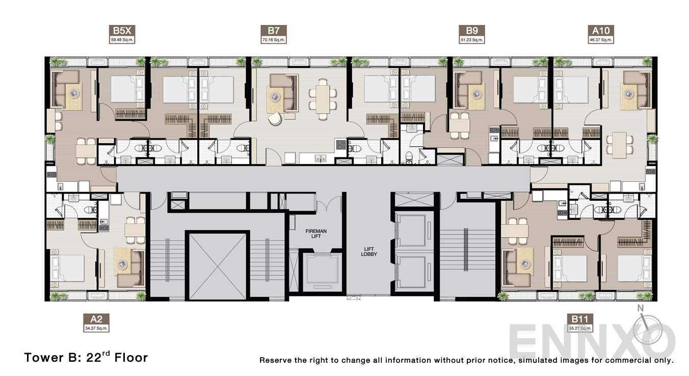 แปลนชั้น 22 Floor ของโครงการ โนเบิล บี19